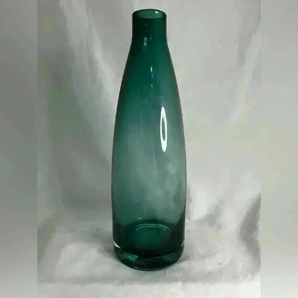 Teal glass carafe bottle - Picture 3 of 4